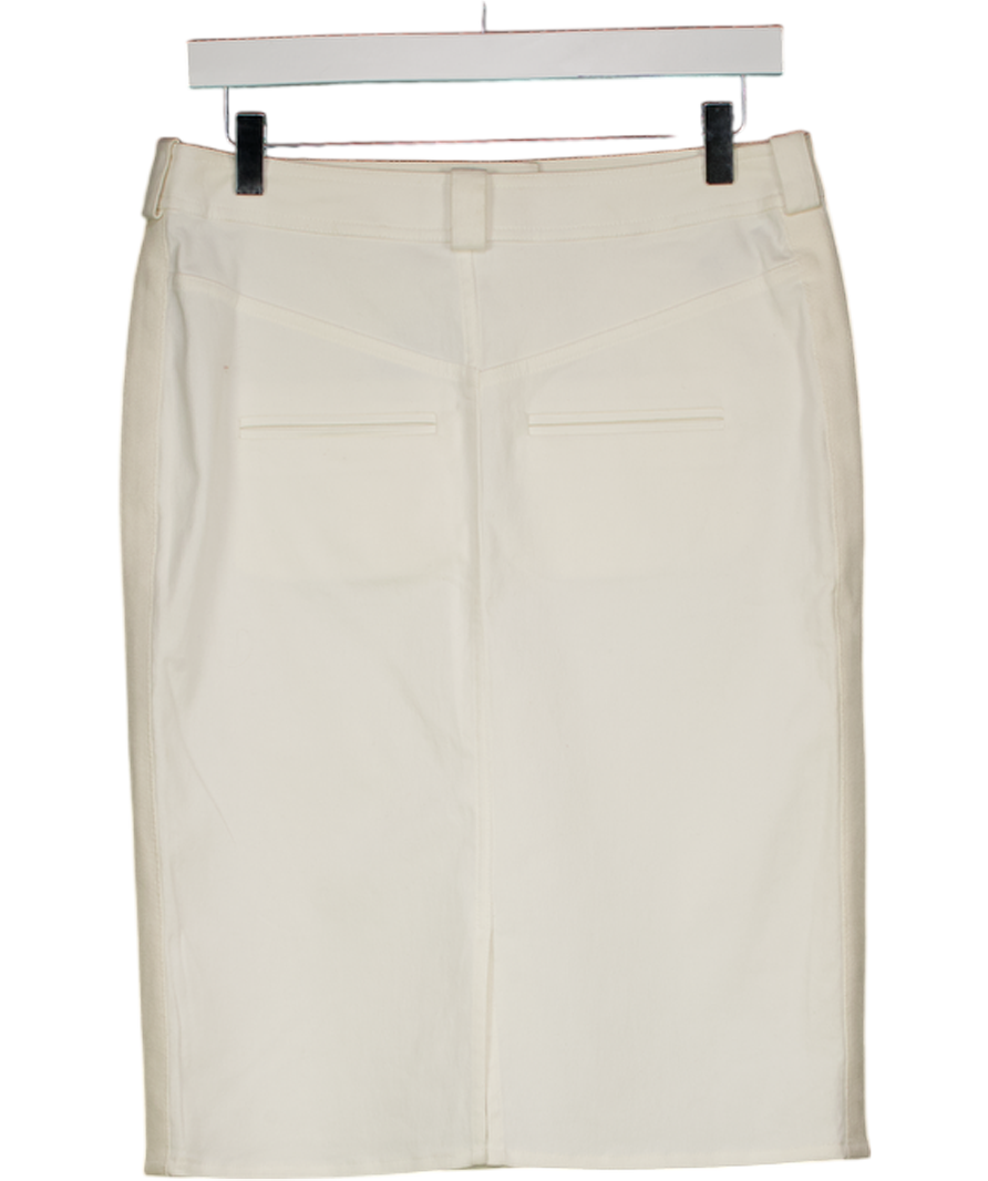 CHRISTIAN DIOR Cream Stretch Denim Pencil Skirt Fr40 UK 12