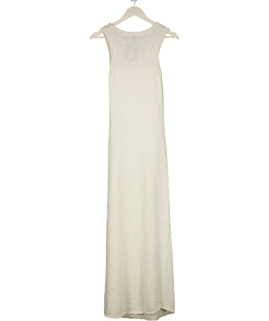 ASOS Design Slub Racer Maxi Dress In Cream UK S