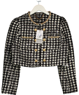 NADINE MERABI Black Remy Check Jacket UK 10