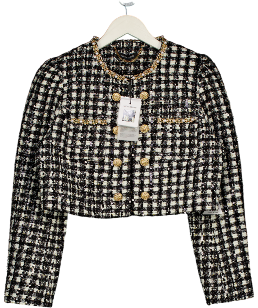 NADINE MERABI Black Remy Check Jacket UK 10