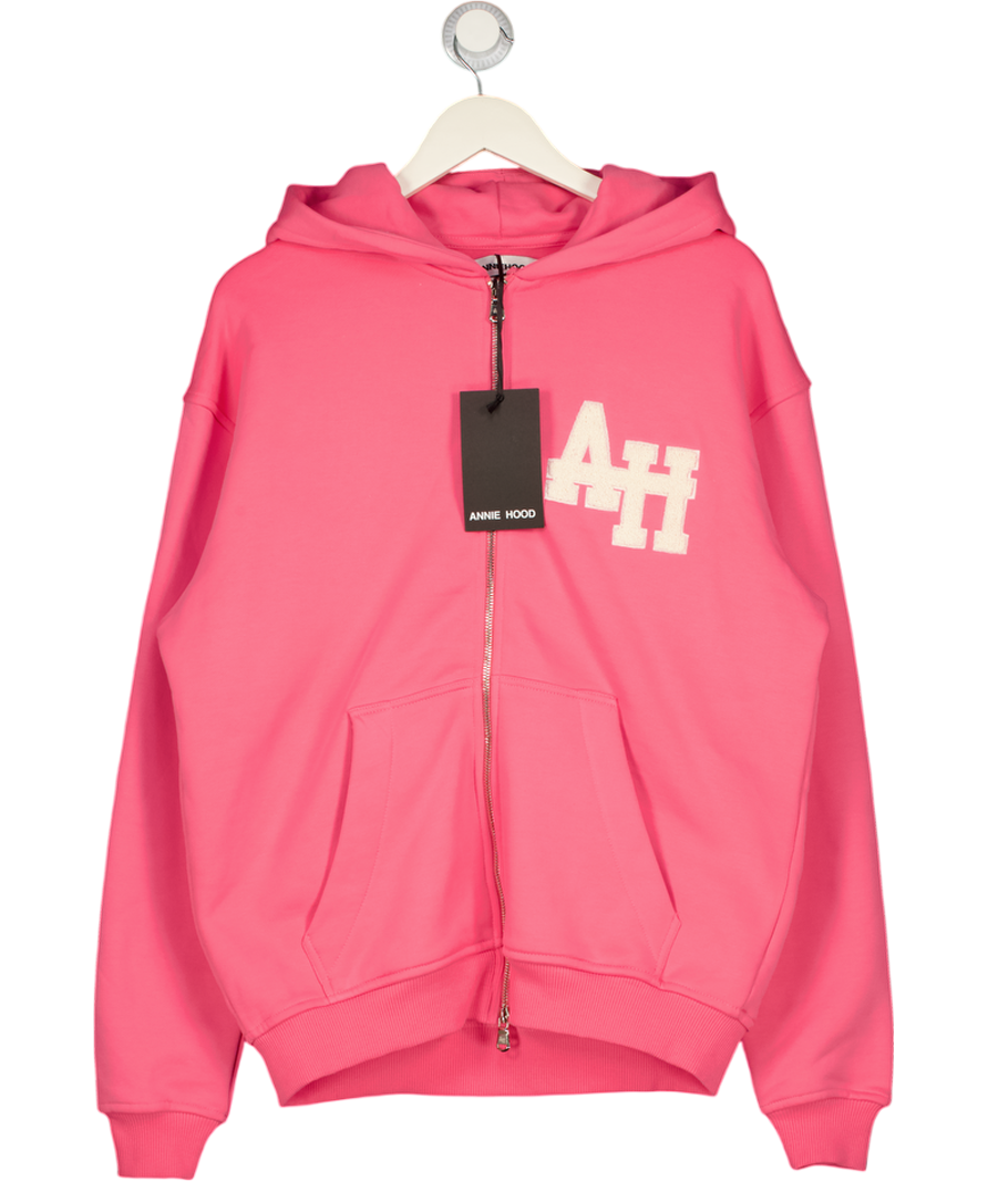 ANNIEHOOD Pink College Zip Hoodie UK M