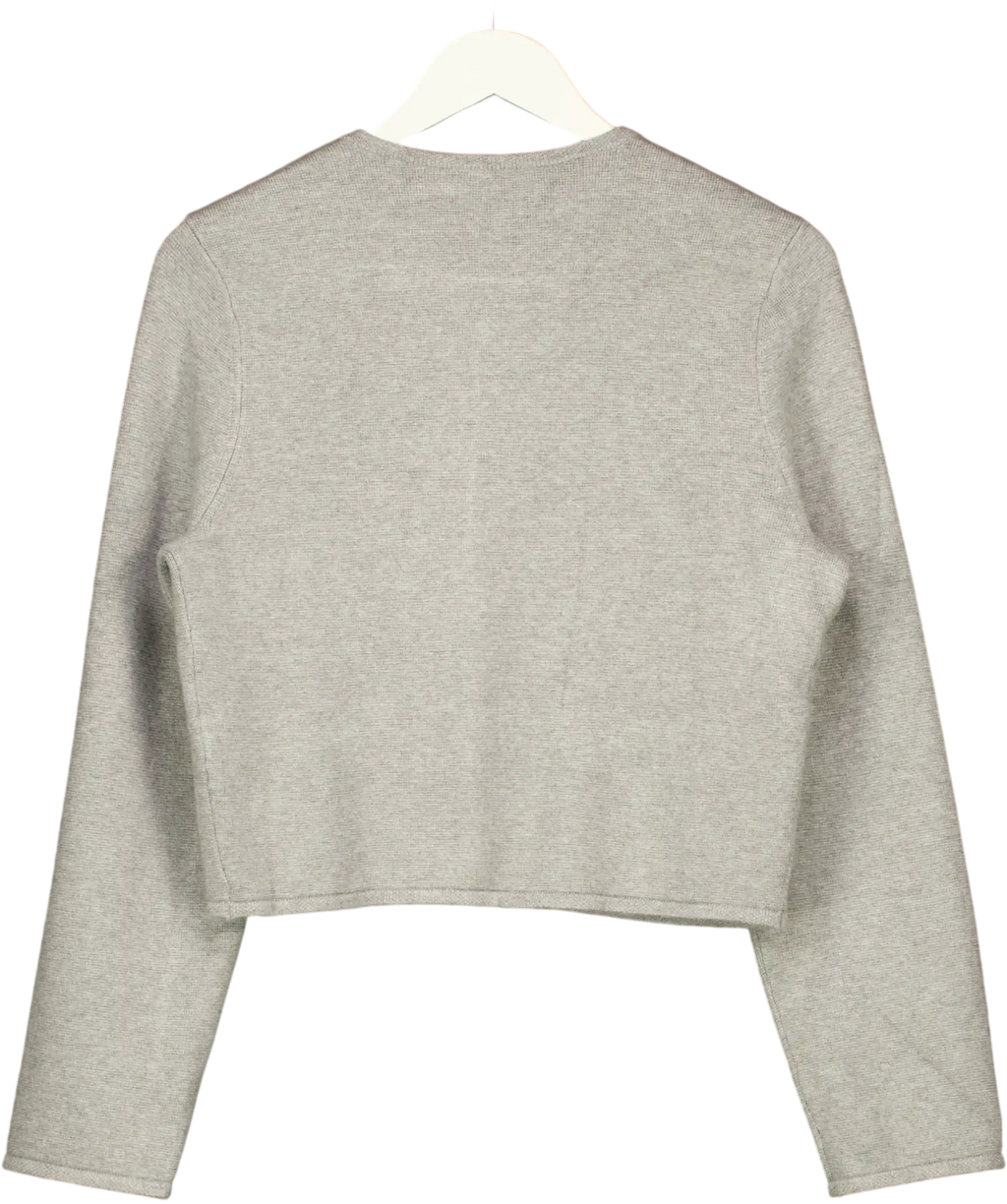 ABERCROMBIE & FITCH Grey Gold Button Cropped Cardigan UK M