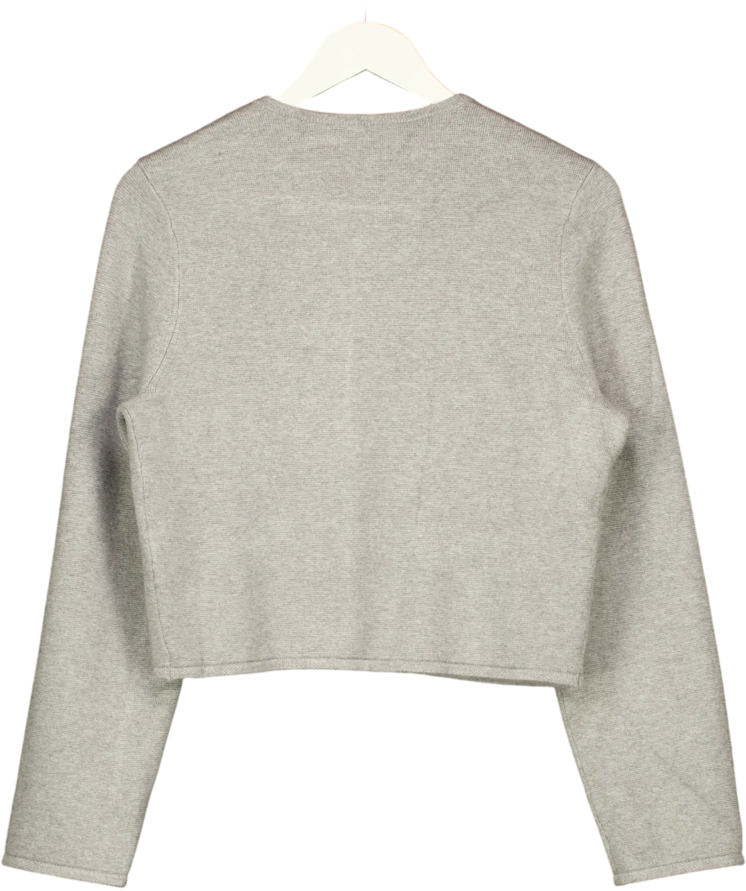 ABERCROMBIE & FITCH Grey Gold Button Cropped Cardigan UK M
