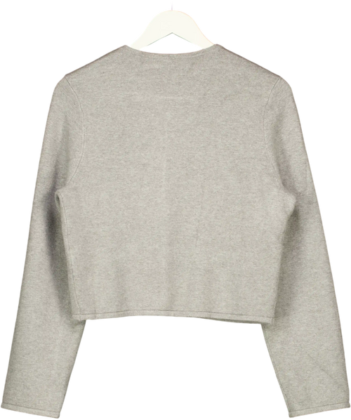 ABERCROMBIE & FITCH Grey Gold Button Cropped Cardigan UK M