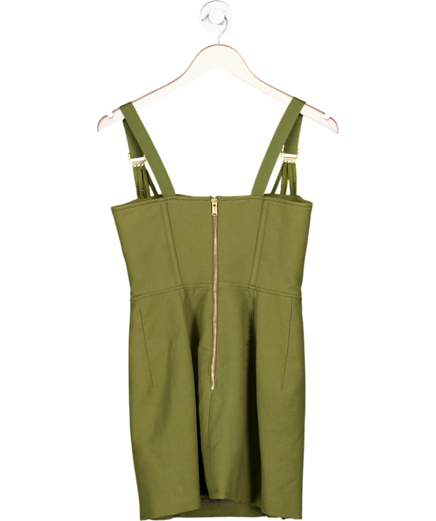 Dion Lee Green Corseted Gold Detail Mini Dress UK 10