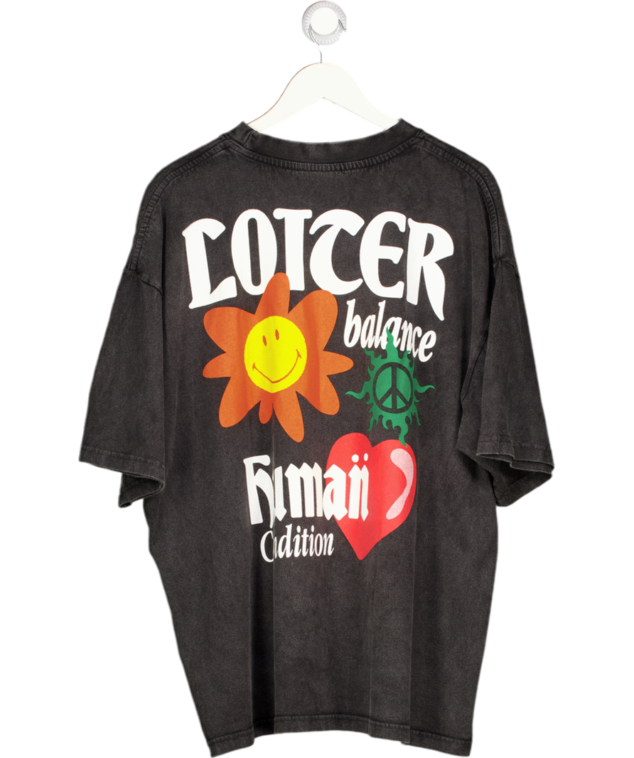 Loiter X Smiley Black Boxy T-shirt UK XL