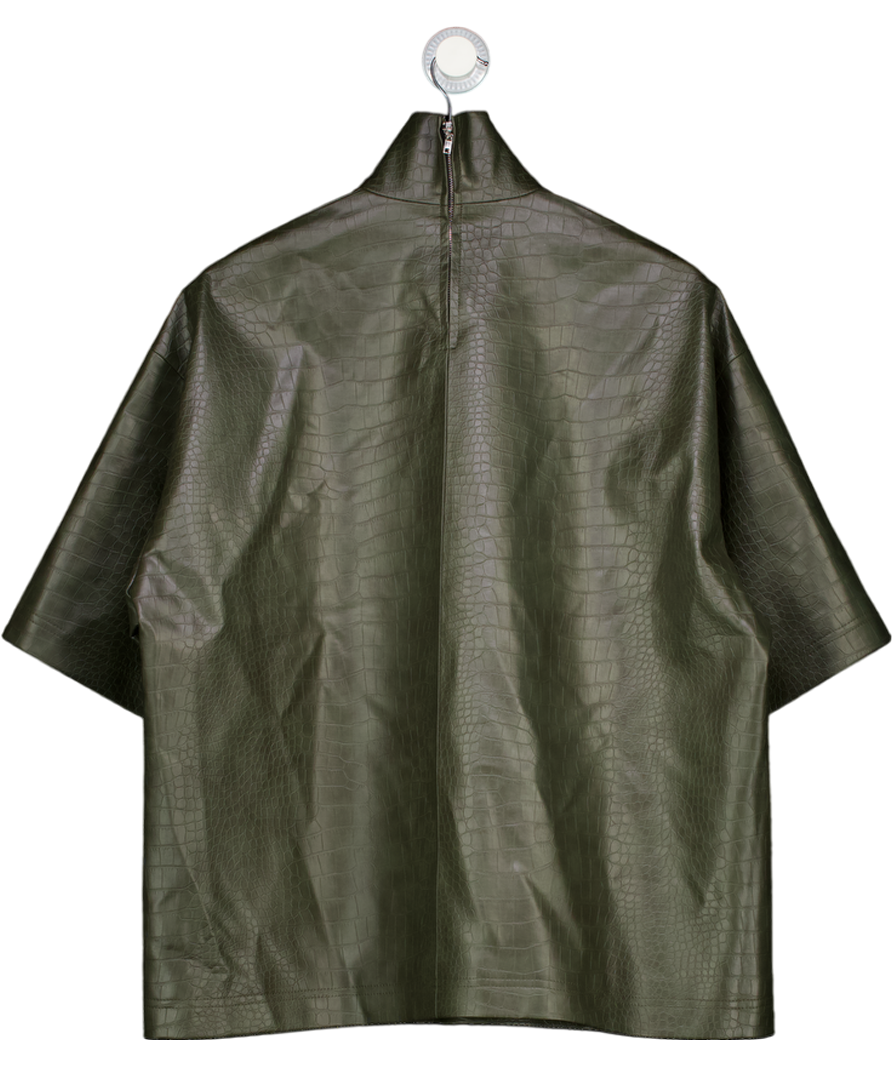 The Frankie Shop Olive Green Delancey Croc Faux-leather Top UK S