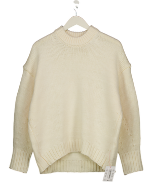 ASOS Super Oversized Chunky Crew Neck Jumper With Curved Hem In Cream UK XS
