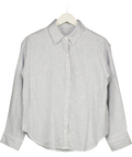 Abercrombie & Fitch White Striped Linen Blend Shirt UK S