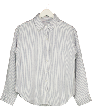 Abercrombie & Fitch White Striped Linen Blend Shirt UK S