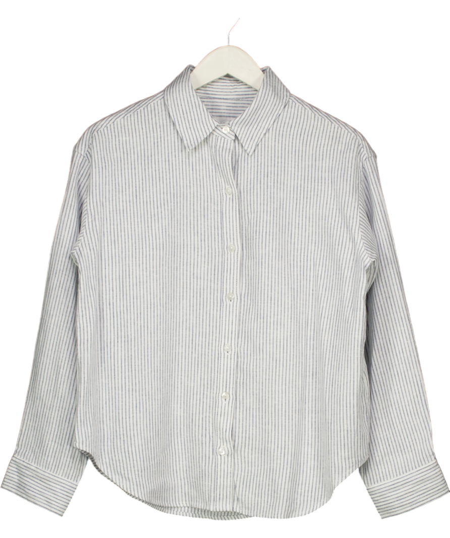 Abercrombie & Fitch White Striped Linen Blend Shirt UK S