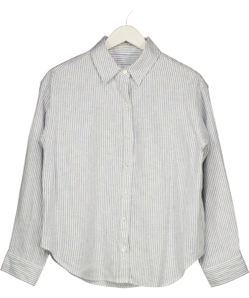Abercrombie & Fitch White Striped Linen Blend Shirt UK S