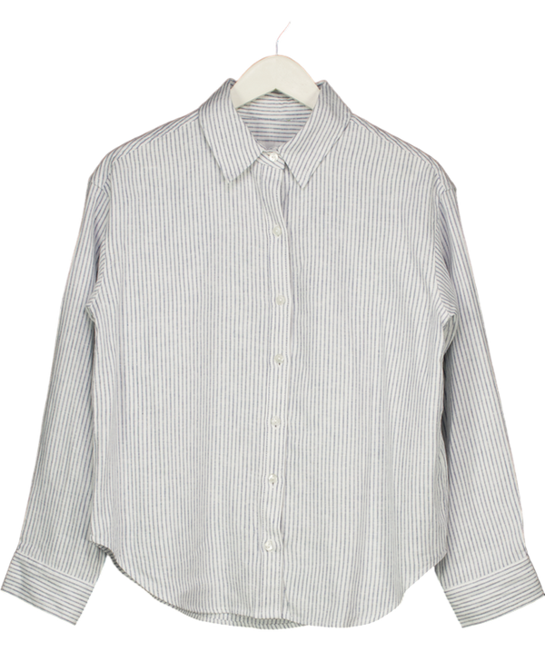 Abercrombie & Fitch White Striped Linen Blend Shirt UK S