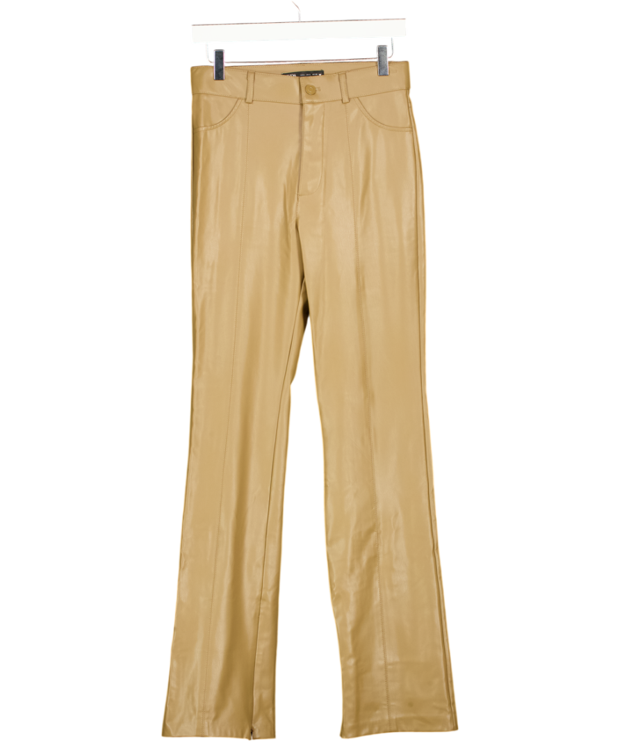 ZARA Brown Faux Leather Trousers UK S