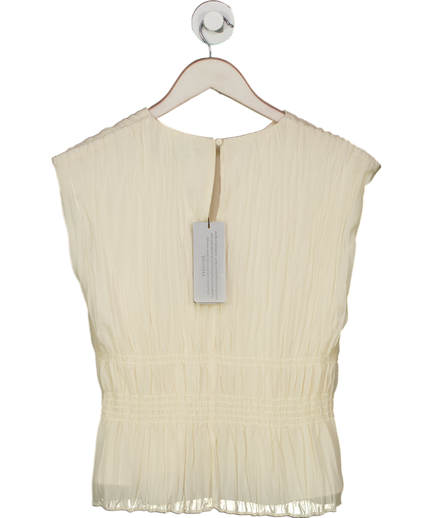 French Connection Cream Saylor Pleated Georgette Sleeveless Top UK 6
