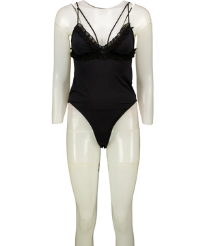 ZARA Zara Black Frill Detail Bodysuit UK L
