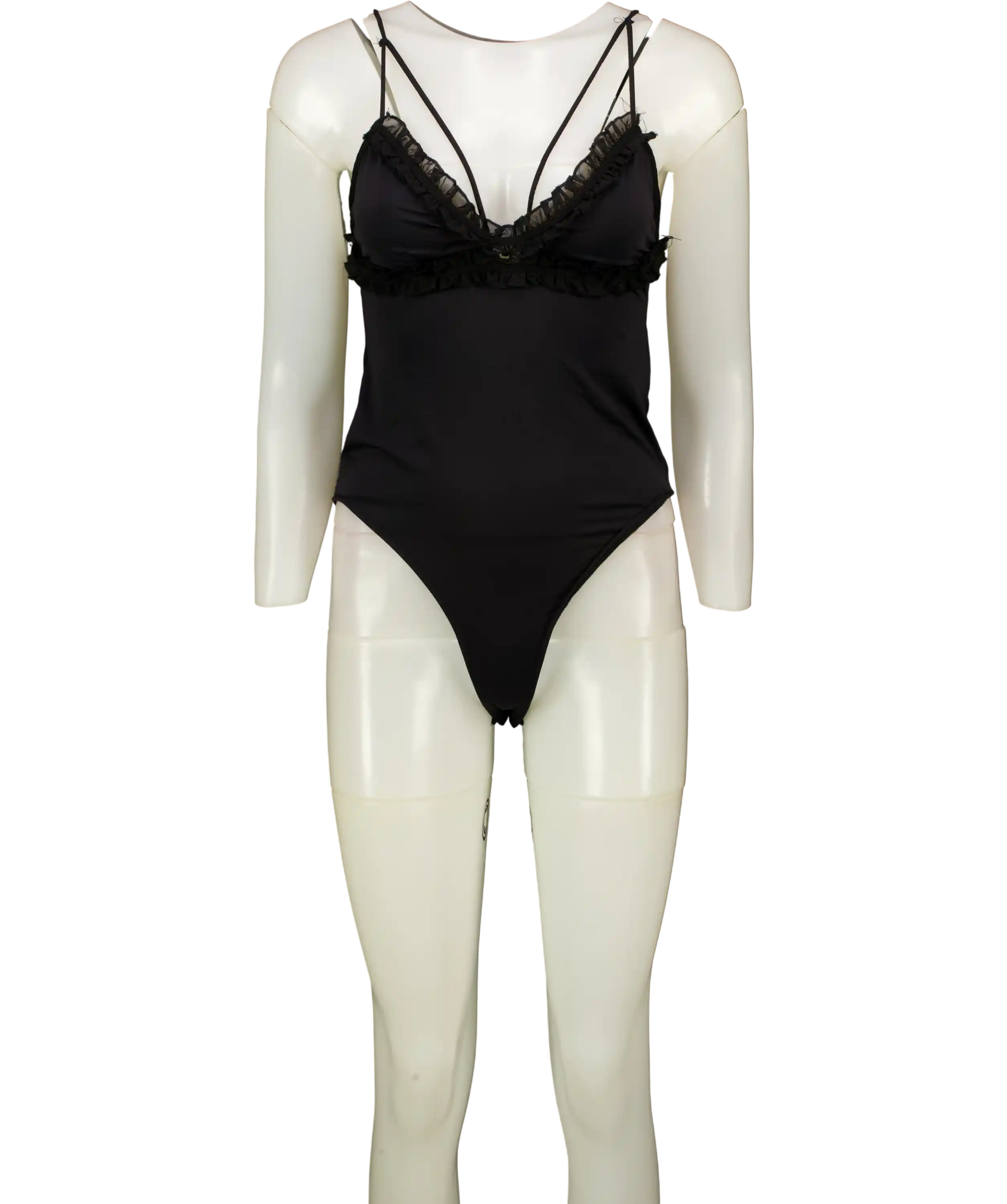 ZARA Zara Black Frill Detail Bodysuit UK L