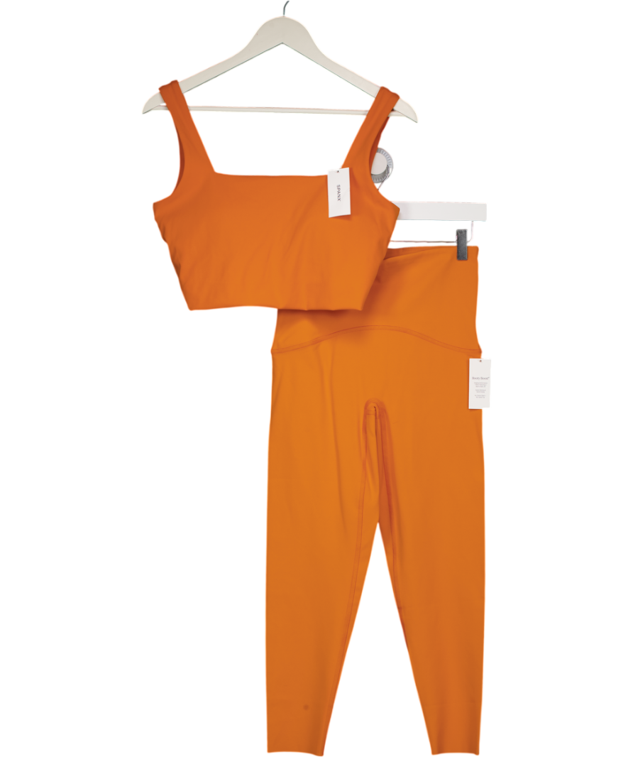 Spanx 2-piece Orange  Spanxshape Booty Boost 7/8 Leggings And Sports Bra Set UK M