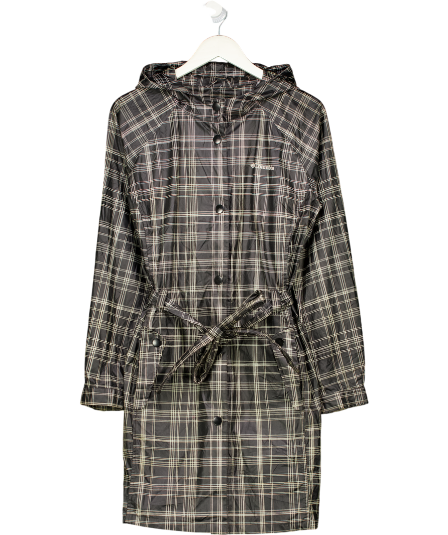 Columbia Black Mid Length Checked Rain Jacket UK L