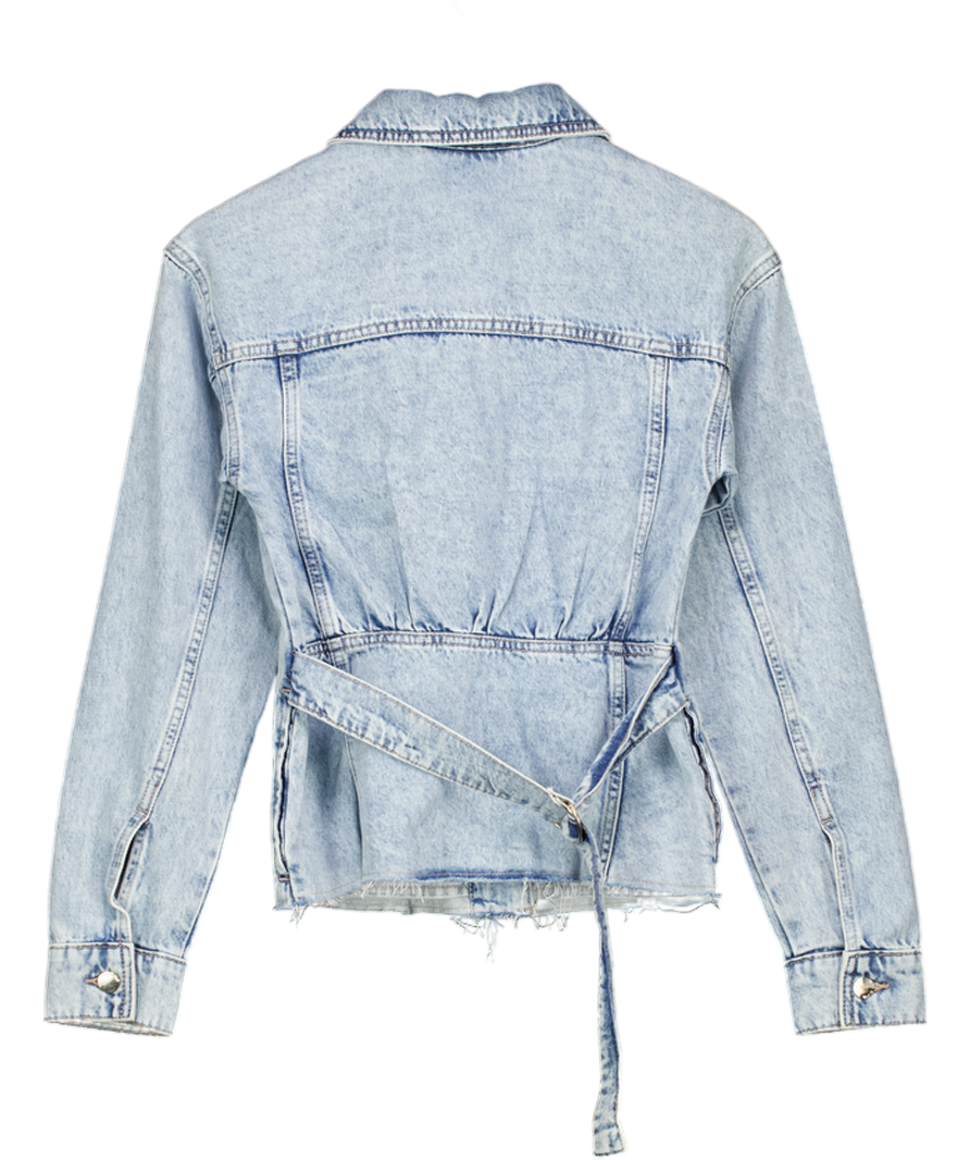 RIVER ISLAND Blue Waisted Denim Jacket UK 6