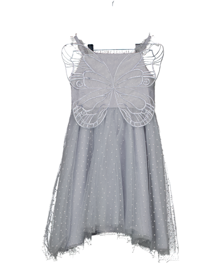 Monsoon Land Of Wonder Butterfly Wings Glitter Dress Grey 5 Years