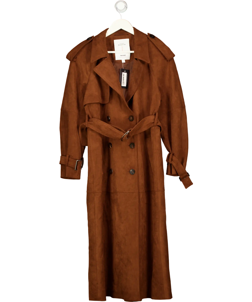 FABRIQUE X Mariana Catta Golden Brown Tilda Suede Trench Coat UK XS