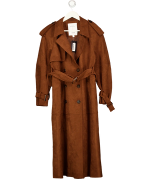 FABRIQUE X Mariana Catta Golden Brown Tilda Suede Trench Coat UK XS