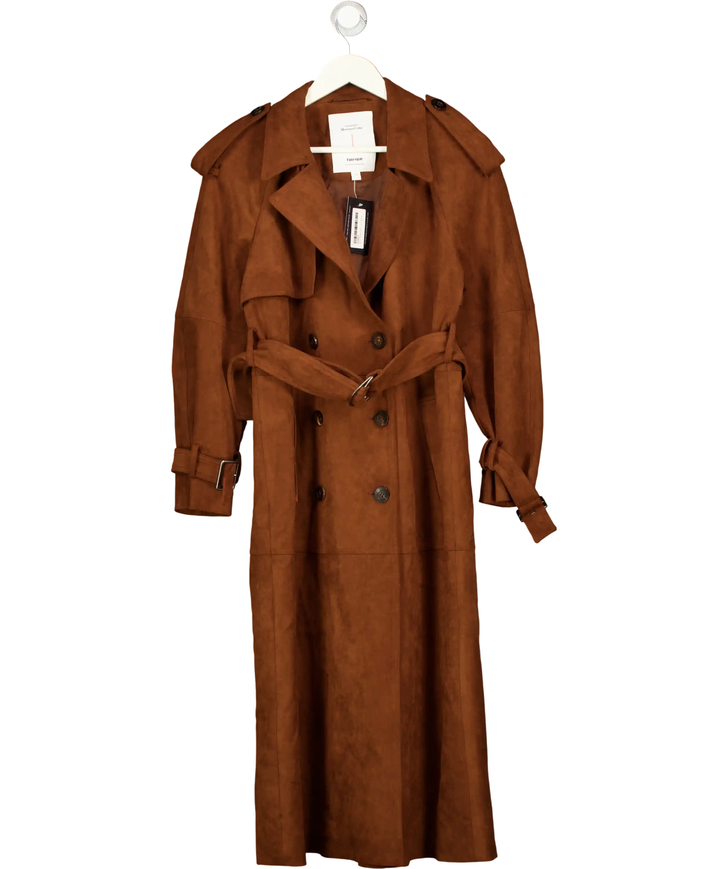 FABRIQUE X Mariana Catta Golden Brown Tilda Suede Trench Coat UK XS