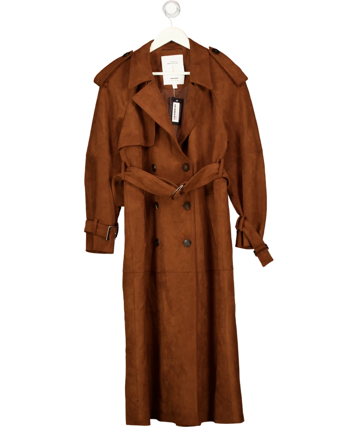 FABRIQUE X Mariana Catta Golden Brown Tilda Suede Trench Coat UK XS