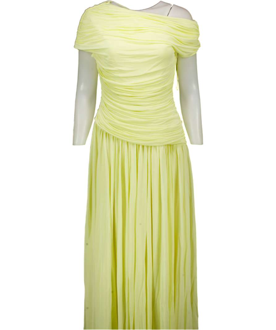 SIMKHAI Yellow Pale Lemon Rhiannon Gathered Jersey Maxi Dress Us6 UK 10