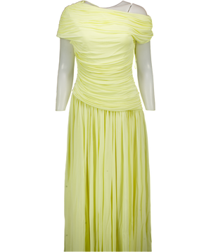 SIMKHAI Yellow Pale Lemon Rhiannon Gathered Jersey Maxi Dress Us6 UK 10