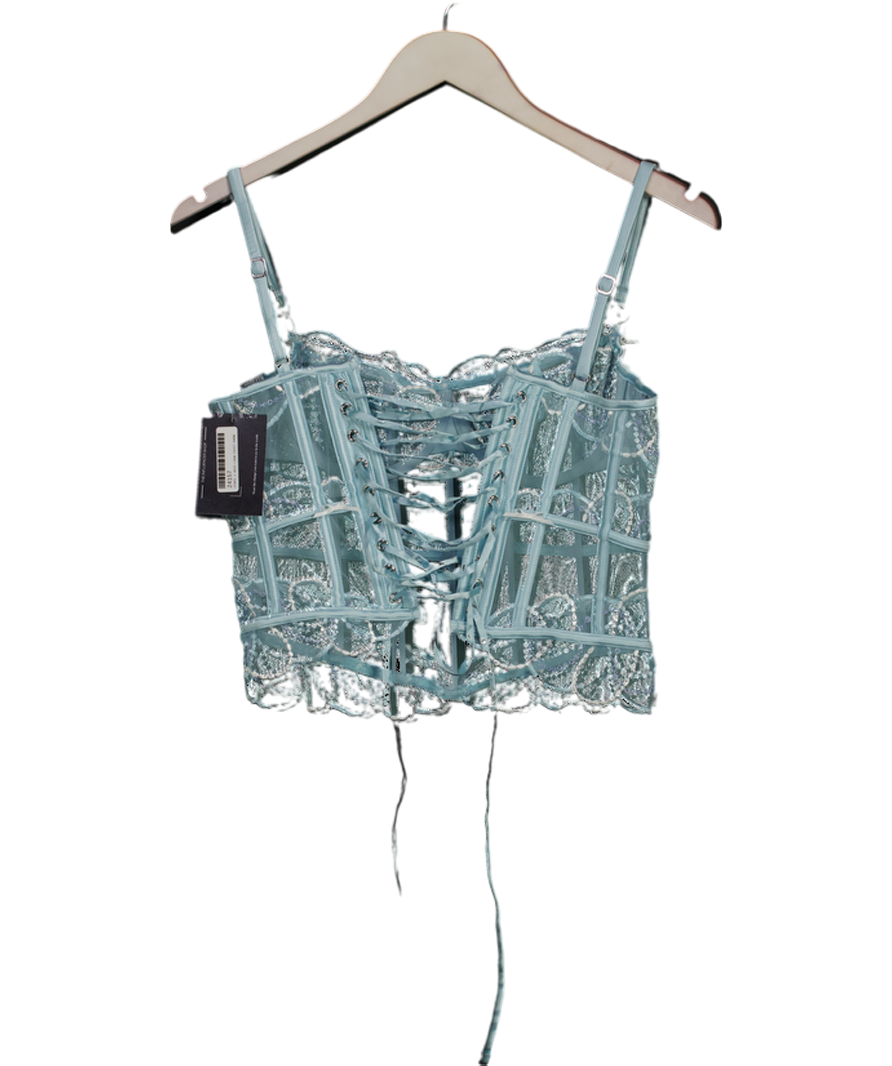 Lounge Underwear Baby Blue Lace Corset Top - Fuller Cup UK S