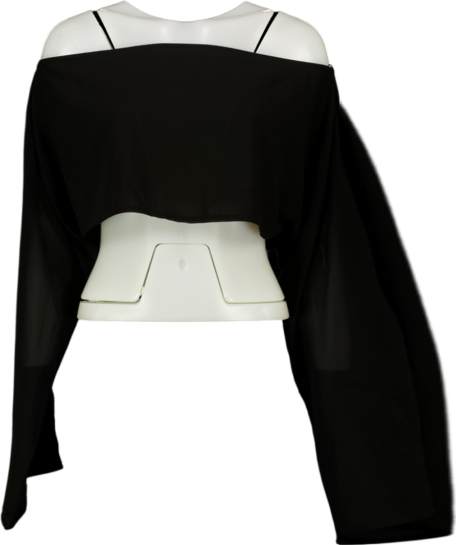 WHITE FOX Black Sheer Chiffon Boxy Top UK M