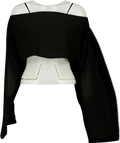 WHITE FOX Black Sheer Chiffon Boxy Top UK M