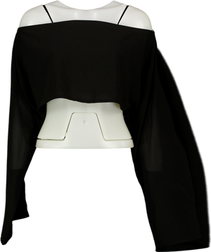 WHITE FOX Black Sheer Chiffon Boxy Top UK M