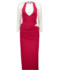 OH POLLY Red Jersey Halterneck Maxi Dress UK S