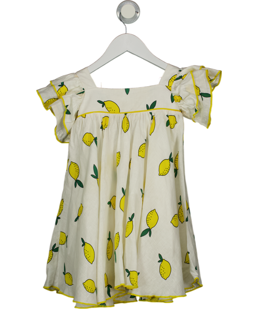GUL HURGEL White 100% Linen Lemon Print Dress 2 - 3 Years