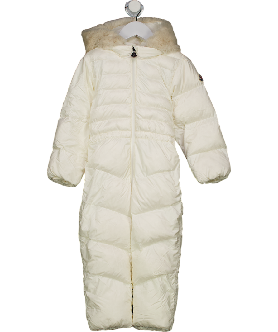 MONCLER Cream Feather And Down Filled Fur Hooded Snowsuit 3 Years