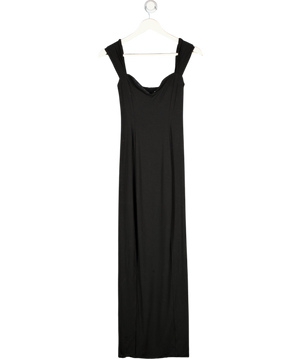 OH POLLY Black Sweetheart Neckline Double Layer Jersey Maxi Dress UK 8