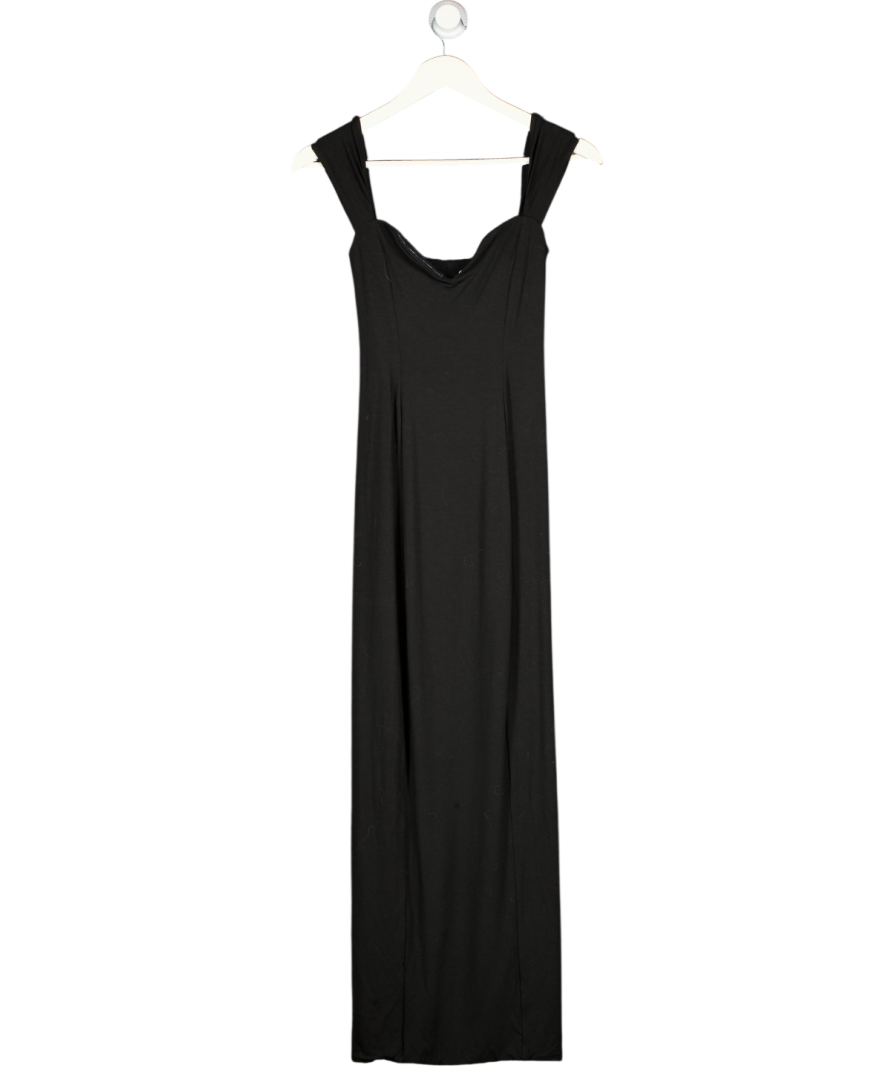 OH POLLY Black Sweetheart Neckline Double Layer Jersey Maxi Dress UK 8