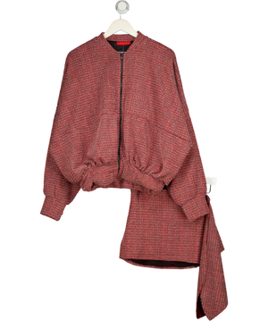 COUCOO 2-piece Red Merano Tweed Bomber Jacket (uk Xl) And Mini Skirt Set UK M