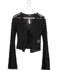 White Fox Black Oh So Careless Long Sleeve Lace Top UK S