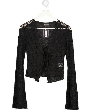 White Fox Black Oh So Careless Long Sleeve Lace Top UK S