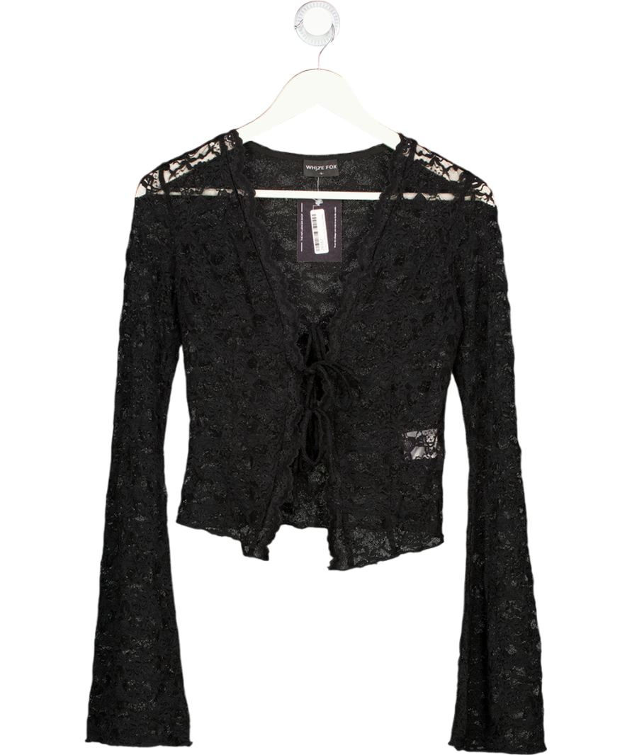 White Fox Black Oh So Careless Long Sleeve Lace Top UK S
