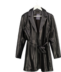 MUUBAA Black Vegan Leather Tie Waist Coat UK 10