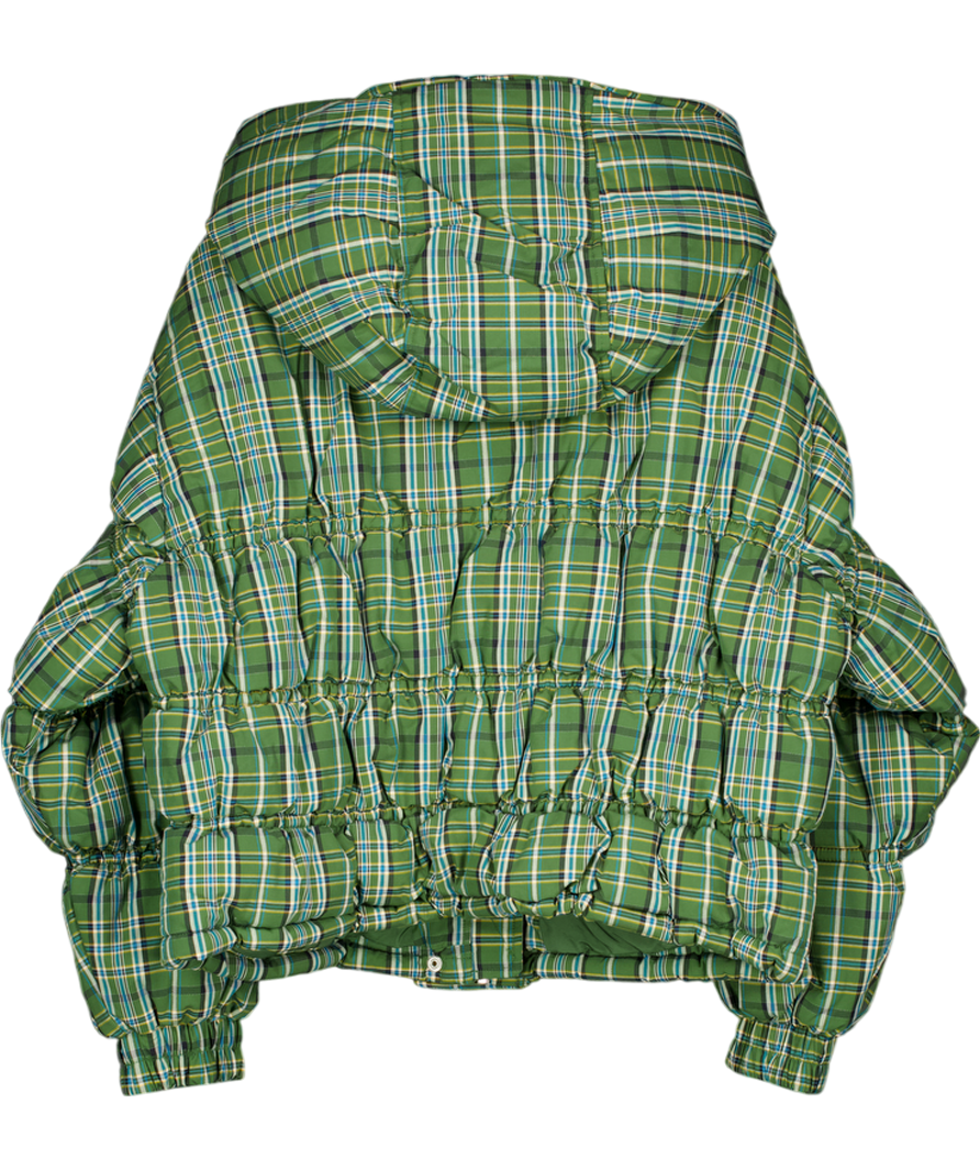 FREE PEOPLE Green Check Party Of One Puffer Jacket UK S