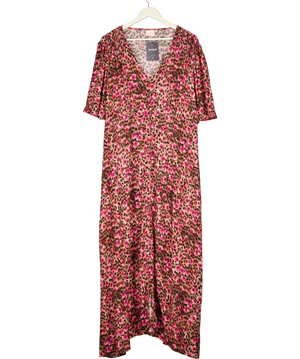 SCAMP & DUDE Pink Paradise Cheetah Angel Sleeve Midi Tea Dress Size 22 (uk 22) UK 22