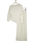 COMMENSE Cream 2-piece Knitted Loungewear Set UK XS