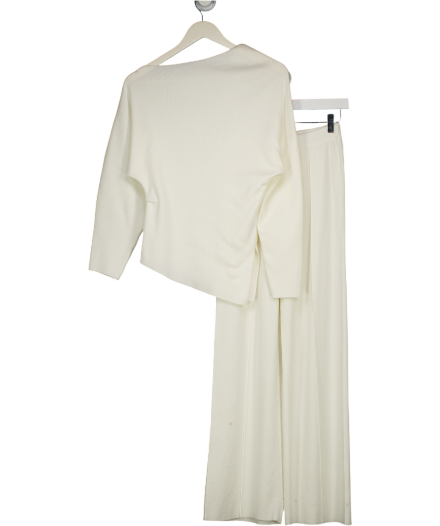 COMMENSE Cream 2-piece Knitted Loungewear Set UK XS