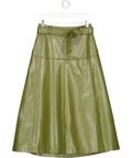 Karen Millen Khaki Green Faux Leather Belted Full Skirt UK 8